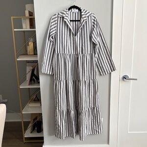 LJC designs Striped Long Sleeve Linen Maxi Dress